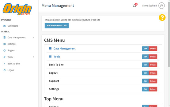 CMS admin area