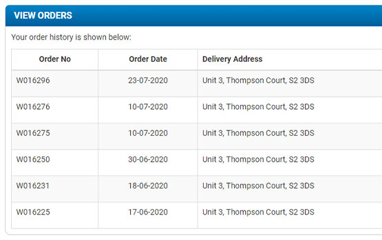 Previous orders